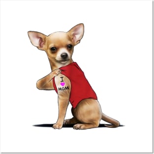 Chihuahua Dog Tattoo I Love Mom Posters and Art